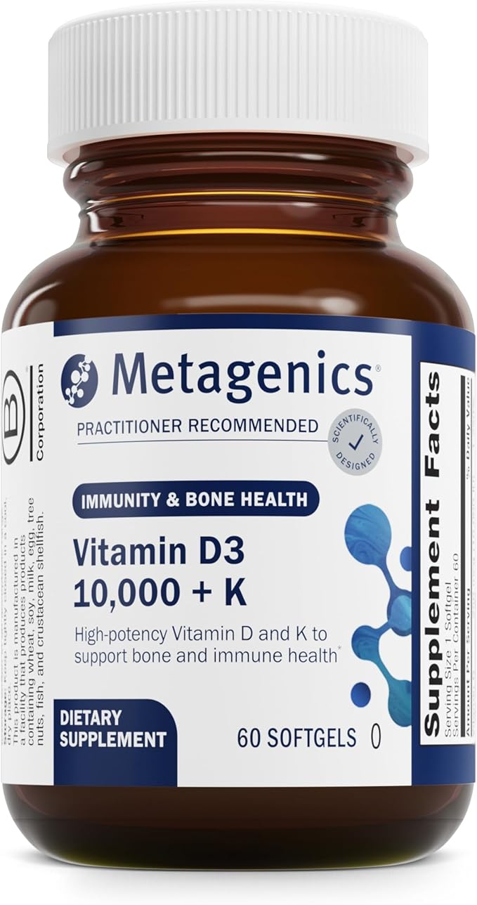 Metagenics Essential Wellness Duo: D3 10000 + K - for Immune Support Bone Health &amp Heart Health - 60 Softgels &amp PhytoMulti Without Iron - Daily Multivitamin for Overall Health &amp Aging -