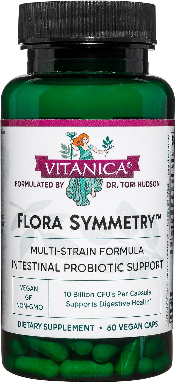 Vitanica Flora Symmetry Shelf Stable Probiotic Supplement Dr Formulated Probiotics for Women Probiotics for Men and Adults Acidophilus Probiotic Non-GMO Vegetarian 60 Count (Flora Symmetry)