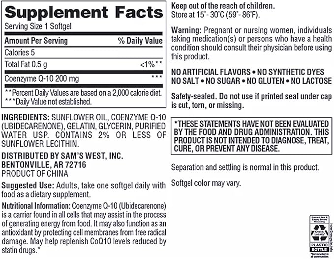 Members Mark CoQ10 200 mg. (180 Count.)