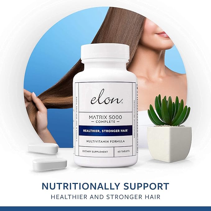 Elon Thinning Hair Scalp Cleanser &amp Matrix 5000 Complete Biotin Hair Vitamins Bundle - (60 Hair Growth Pills) - Biotin 5000mcg Vitamins for Hair Growth…