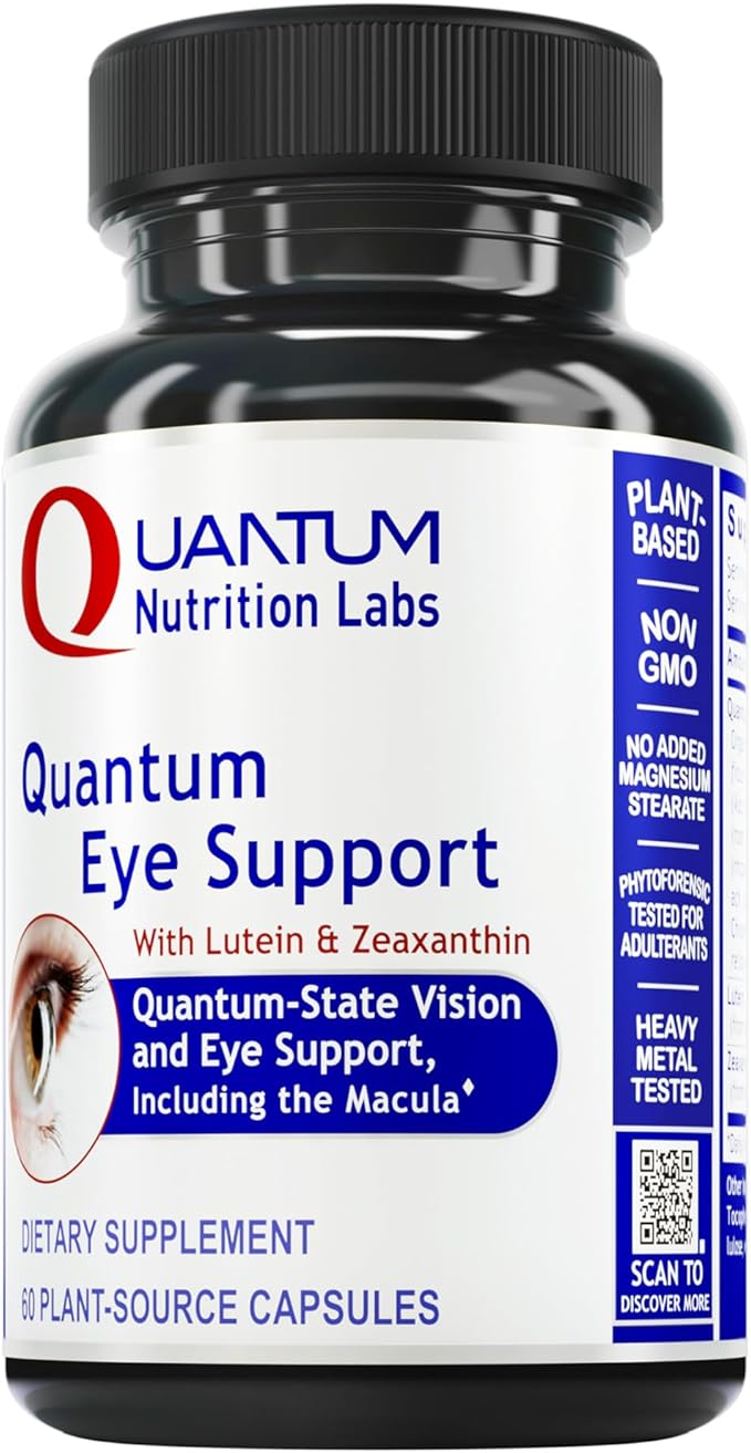 Quantum Nutrition Labs Eye Support - Eye Health Vitamins Lutein and Zeaxanthin Eye Supplements for Adults and Seniors Supports Macular Health Contains Bilberry and Carrot - 60 Vegetarian Capsules
