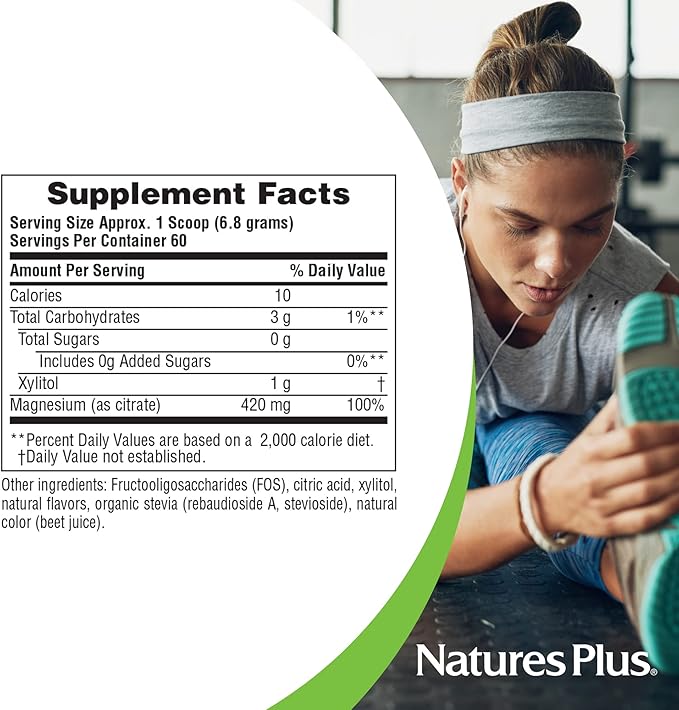NaturesPlus KalmAssure Magnesium Powder - 0.9 lb - Pink Lemonade Flavor - Supports Nerve and Muscle Relaxation - Non-GMO Gluten Free Vegan - 60 Servings