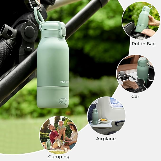 Momcozy Portable Bottle Warmer for Travel – Dual Heating Modes for Breast Milk &amp Water Portable Milk Warmer with Fast Heating &amp Long Battery Life 17 Ounces Large Capacity to Meet Your All-Da