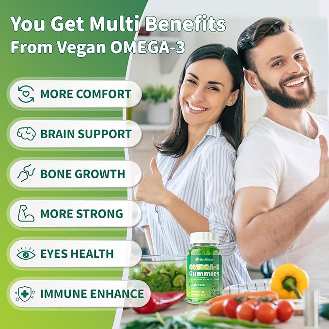 Omega 3 Fatty Acid Supplements for WomanVegen Omega-3 Supplement Gummies 1500Mg from Algae 0il(DHA 600mg &amp EPA 300mg) Turmeric Gummy for Adults Vitamins D3 E Zinc &amp MSM Sugar Free