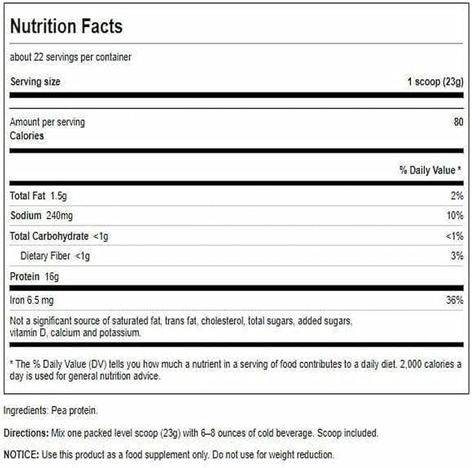 Swanson 100% Pure Pea Protein 1.1 lb (503 g) Pwdr
