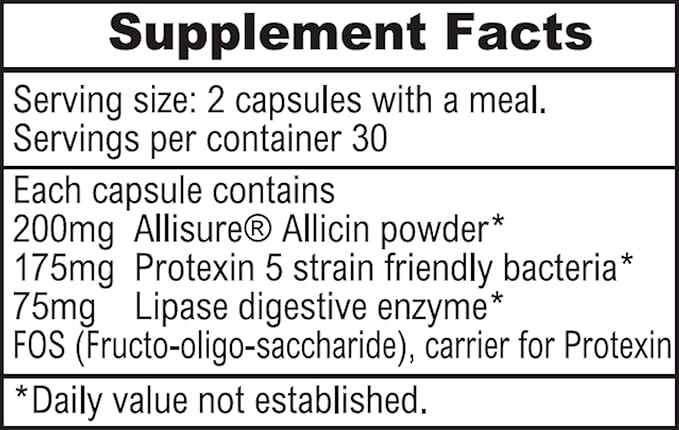 ALLIMAX Pre Pro - 60 Caps. Stabilized allicin Plus prebiotics probiotics and Digestive enzymes.