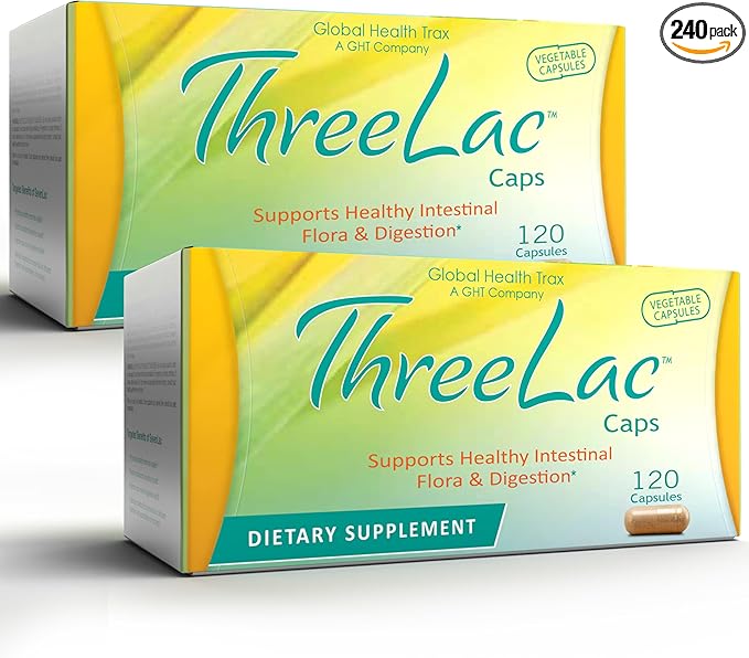 GHT - ThreeLac Probiotic Capsules 240 Ct - Comprehensive Digestive Support for Men Women and Children - Immune System and Gut Balance Non-GMO