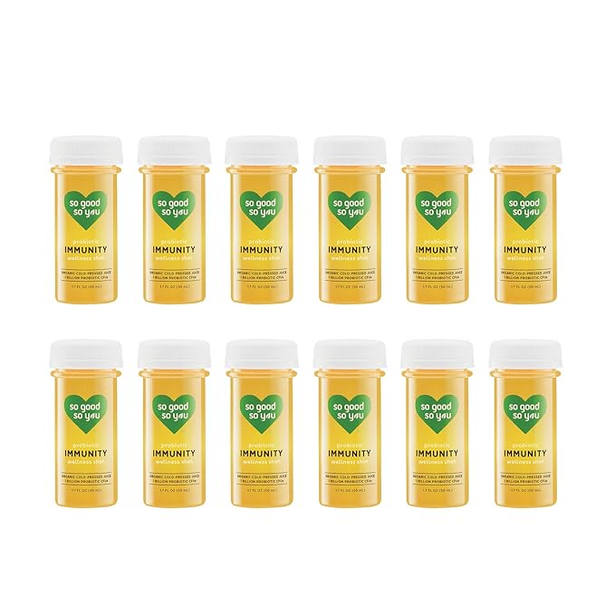 So Good So You Organic Cold Pressed - Probiotic Wellness Shots: Immunity - Immune Support Organic Ginger Digestive Support 1.7 fl oz. (18 Count)