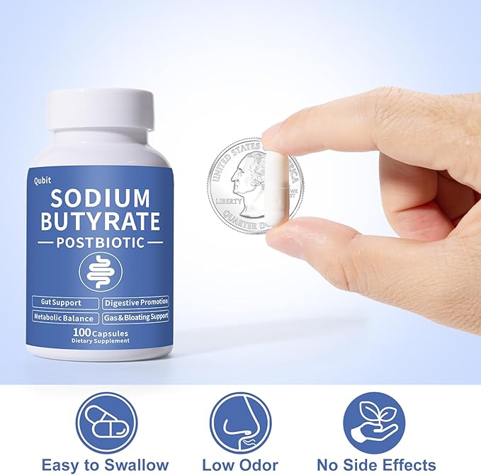 Sodium Butyrate Supplement – Postbiotic for Gut Health Supports Digestion IBS Leaky Gut &amp Stomach Comfort – Low Odor Easy to Swallow No Side Effects – 100 Vegan Capsules
