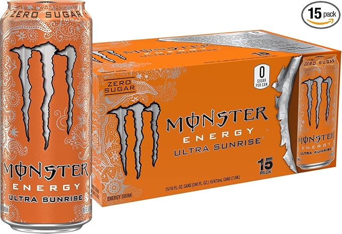Monster Energy Ultra Sunrise Sugar Free Energy Drink 16 Fl Oz | Pack of 15