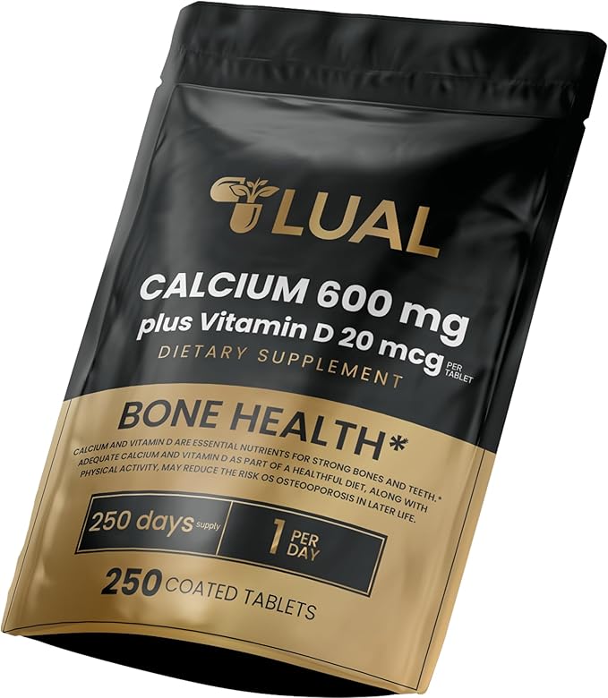 Calcium 600mg with Vitamin D3 20mcg 250 Coated Tablets - Bone Health Support