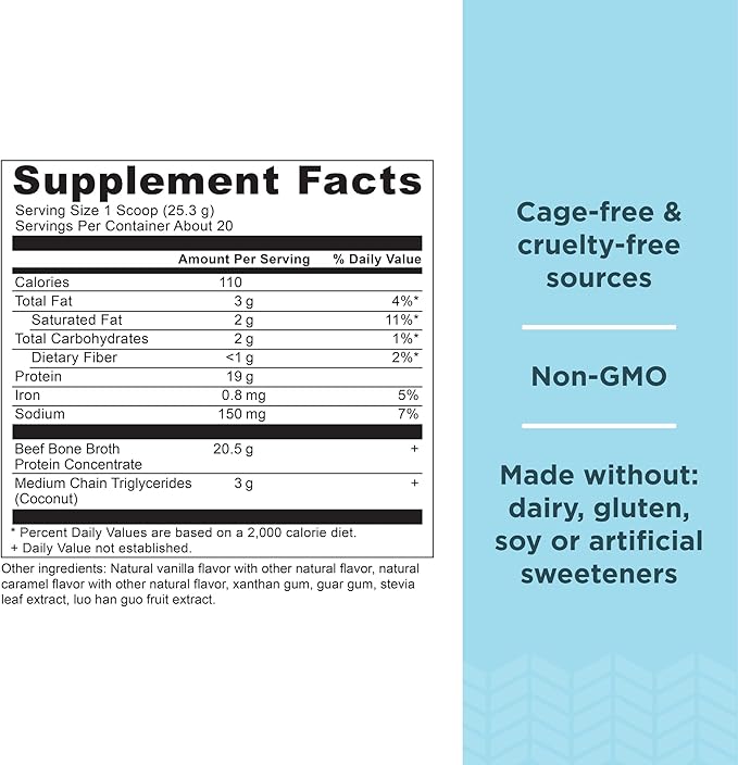 Ancient Nutrition Bone Broth Protein Powder Salted Caramel 20 Servings + Bone Broth Protein Powder Chocolate 20 Servings