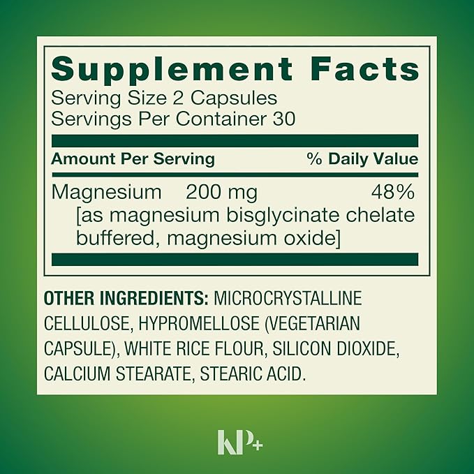KP+ Magnesium 200 mg | Sleep Support | Bone &amp Muscle Health | 60 Vegetarian Capsules | Pack of 2