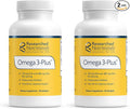 Researched Nutritionals Omega-3 Plus Fish Oil - EPA DHA Omega 3 Supplement to Support Cardiovascular &amp Brain Health - Molecularly Distilled for Purity &amp Safety (60 Softgels) (Pack of 2)