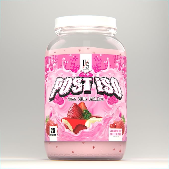 UXO Supplements: Post ISO 100% Protein Isolate 24g of Protein Amazing Flavors Smooth Consistency Digestive Enzymes 31 Servings. (Strawberry Cheesecake)