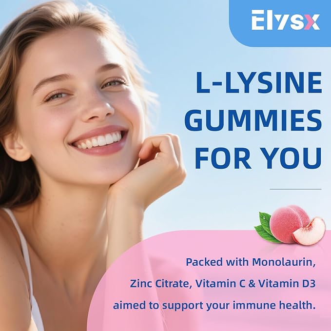 Kids Methylated Multivitamin &amp L-Lysine Chewable Gummies Immune &amp Brain Support Lip &amp Oral Health