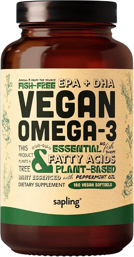 Vegan Omega 3 180 Softgels &amp Vegan Vitamin B Complex Bundle - Plant-Based DHA &amp EPA Fatty Acids Essential B Vitamins with Whole Food Blend B1 B2 B3 B5 B6 B7 Folate
