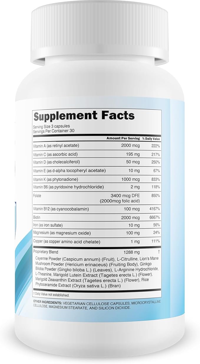 Magnesium Combo Pro - Our Best American Made Magnesium Supplement - Unbeatable Formula W/Vitamin D A E K B6 Folate B12 Biotin Iron Copper Cayenne Lions Mane Mushroom Gingko Biloba &amp Mo
