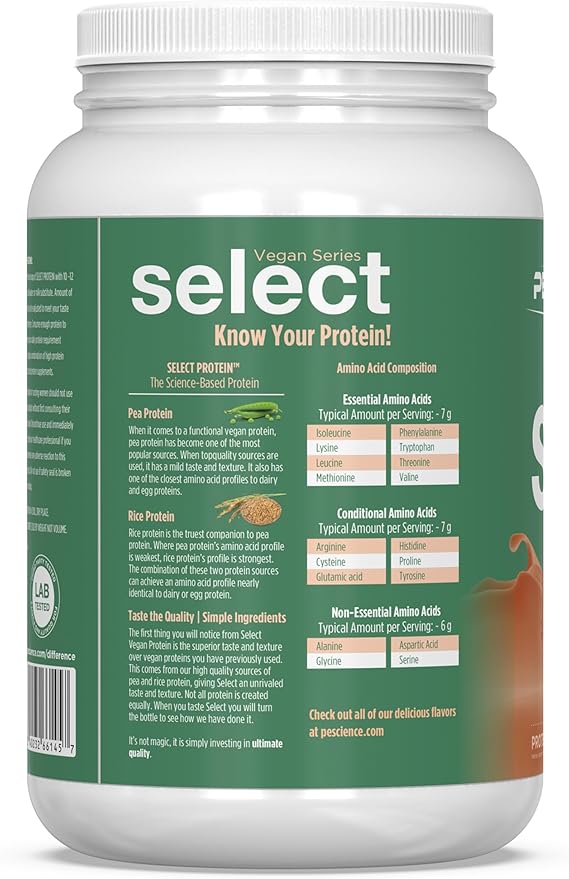PEScience Select Vegan Protein Powder Plant Based Protein Powder Amazing Taste Smooth Texture Pea and Brown Rice Blend Dairy Free Lactose Free Gluten Free - Cinnamon Delight 27 Servings