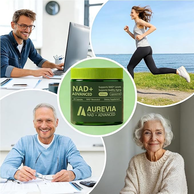 Aurevia NAD Advanced Supplement Aurevia NAD+ Advanced 500mg Liposomal for Energy &amp Cellular Health - Women &amp Men 60 Capsules (1pcs)