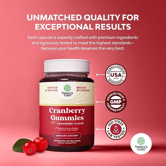 Bundle of Plant Based Omega 3 Gummies for Kids and Natural Cranberry Gummies for Women and Men - for Vision Immunity and Focus Support - for Urinary Tract Health Kidney Support Bladder and Immunity
