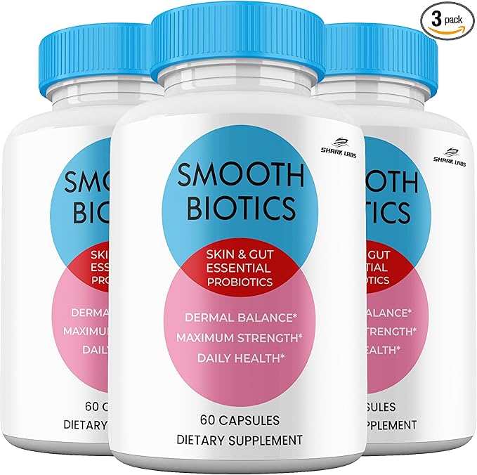 (3 Pack) Smooth Biotic Capsules All Natural Skin and Gut Capsules SmoothBiotic Supplement Premium Maximum Strength 3 Month Supply
