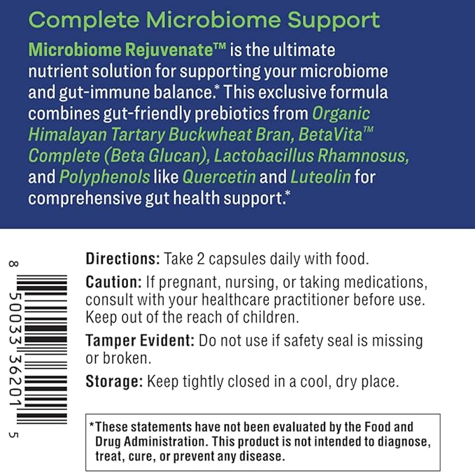 BIG BOLD HEALTH Microbiome Rejuvenate Prebiotic + Probiotic Supplement for Gut Health &amp Immune Support - with Himalayan Tartary Buckwheat - Gluten-Free (60 Count)