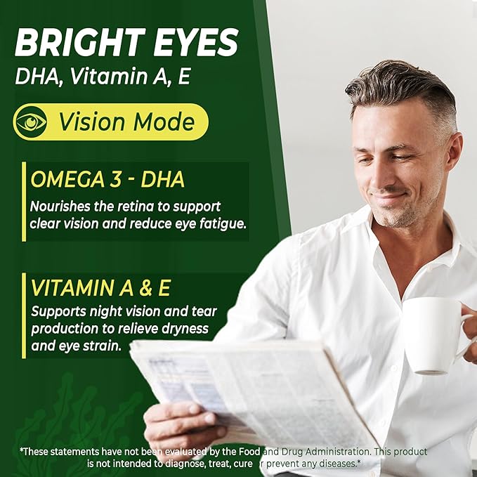 Omega 3 Gummies 2200mg from Algae Oil (DHA 640mg &amp EPA 290mg) for Women &amp Men Vegan Omega 3 Fish Oil Alternative w/CoQ10 Astaxanthin Vitamin A E D3 for Brain Eye Antioxidant Sugar Fre