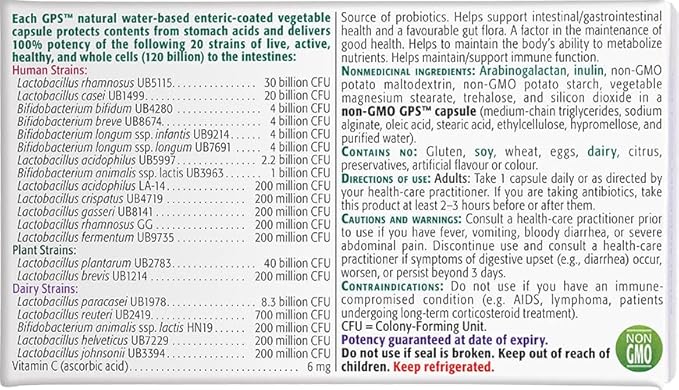 NEW ROOTS HERBAL Probiotics Recovery 20 Strains 120 Billion CFU – Dairy Free Soy Free - GPS™ enteric Coated for 100% delivery to The Intestines | Refrigerated (30 caps)