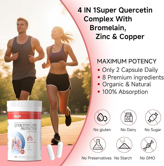 Quercetin with BromelainQuercetin 500mg CapsulesImmune HealthRespiratory Wellness60 Capsules