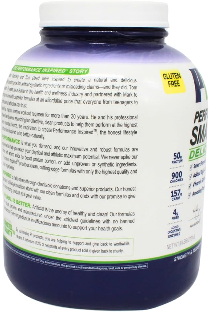 Performance Inspired Nutrition Smart Mass Gainer – 50G Protein 900 Calories Creatine L-Glutamine &amp Digestive Enzymes – Muscle Recovery &amp Growth – Chocolate Milkshake – 6 lb