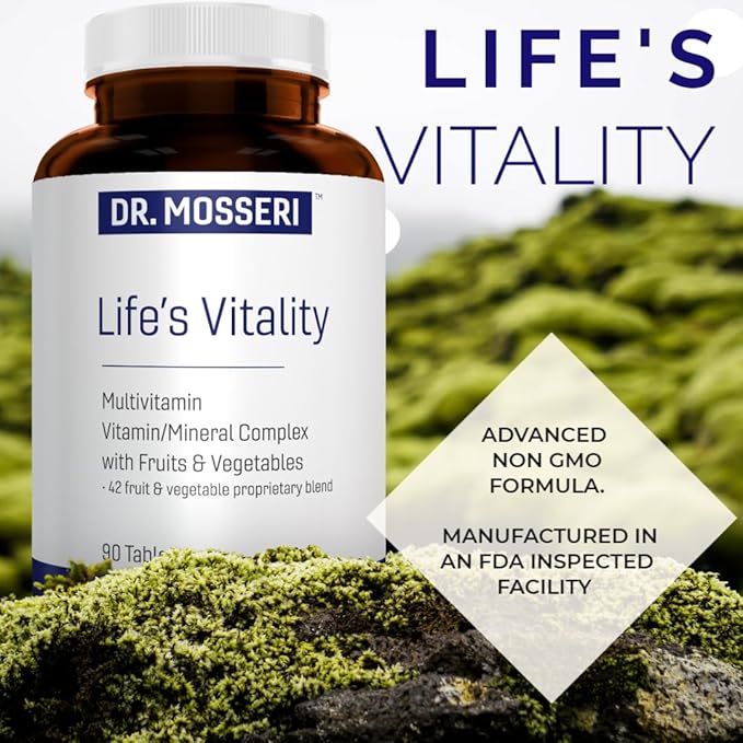 Life's Vitality Vegan Multivitamin for Men &amp Women – Non-GMO Formula with 42 Fruits and Vegetables Daily Multivitamin and Mineral Complex with Vitamin D for Immune Support 90 Tablets