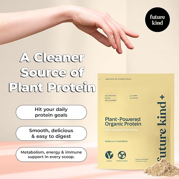 Future Kind Vegan Protein Powder Vanilla Pea Plant Protein for Lean Muscle with Iron &amp Fiber Whey-Free Sugar-Free Soy-Free Non-Dairy (34 Servings)