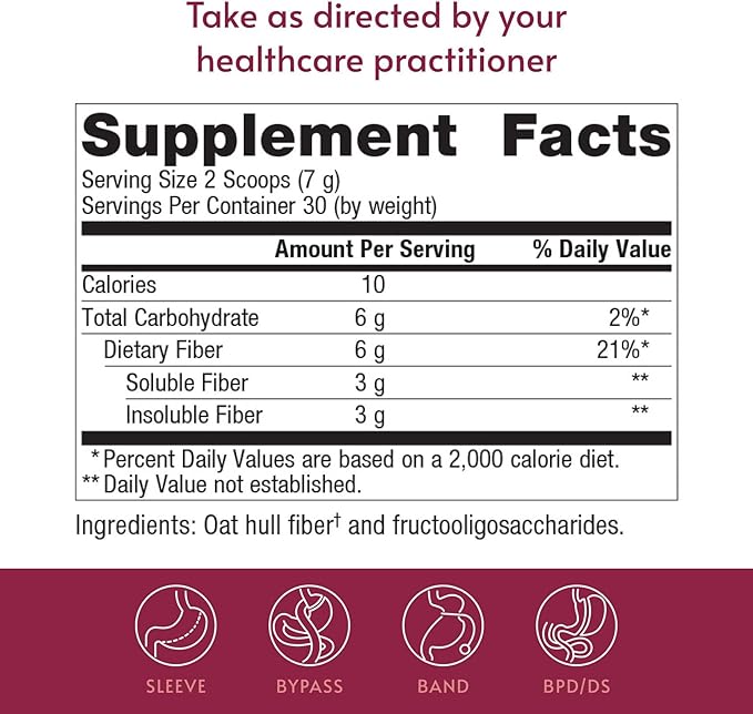 Bariatric Advantage Advanced Fiber - Powdered Formula Supports a Healthy Intestinal Environment and Aids Absorption of Calcium and Magnesium* - Unflavored - 30 Servings
