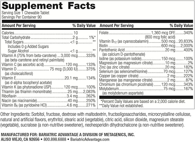 Bariatric Advantage - Chewable Ultra Solo Without Iron - Citrus - 90 Tablets - (Pack of 1)