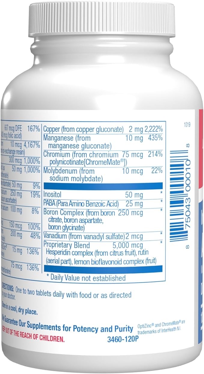 Iron Free Daily Multivitamin for Men and Women 120 Tablets - AVED Daily Multi Vitamin and Minerals Health Supplement - Vitamins A C D E Vitamin B Complex Zinc Calcium Magnesium More