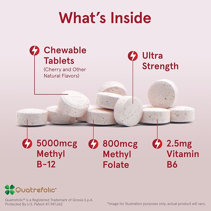Jarrow Formulas Ultra Strength Methyl B-12 5000 mcg &amp Methyl Folate 800 mcg + P-5-P &amp Vitamin D3 125 mcg (5000 IU) - 100 Servings (Softgels)
