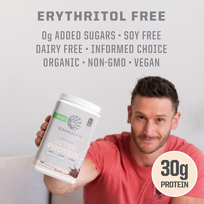 Sunwarrior Creatine Powder &amp Vanilla Active Organic Protein Powder Set | Bundle &amp Save | Vegan Protein Plus Unflavored Creatine Monohydrate (60 Servings Unflavored 20 Servings Chocolate)