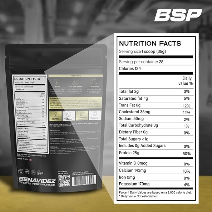 Benavidez Premium Whey Protein Powder – 25g Protein Per Serving Grass-Fed Whey Isolate &amp Concentrate Fast-Digesting Muscle Recovery No Artificial Sweeteners Keto &amp Gluten-Free