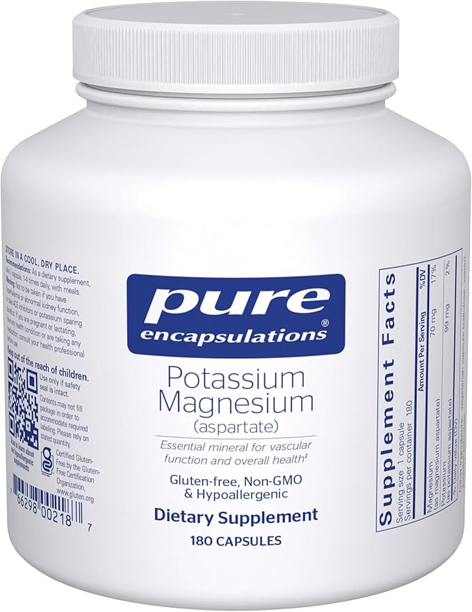 Pure Encapsulations Potassium Magnesium (Aspartate) | Supplement to Support Heart Muscular Bone and Nerve Health* | 180 Capsules