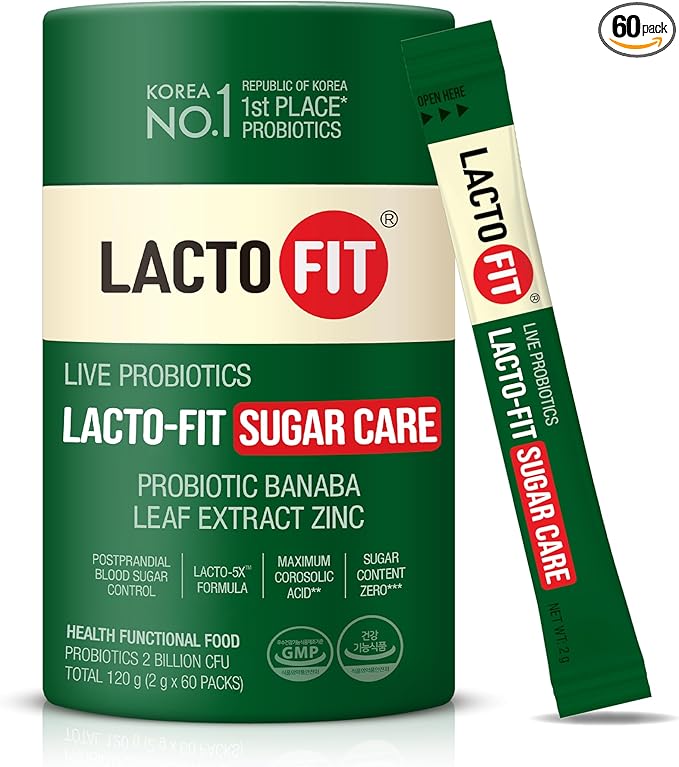 LACTO-FIT Probiotic Synbiotic Sticks Daily Digestive Support Supplement Convenient Powder Packets with Zinc 60 Count