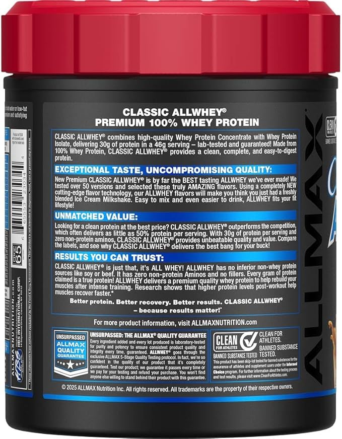 ALLMAX Nutrition AllWhey Classic Whey Protein (0.9 Pound Vanilla)