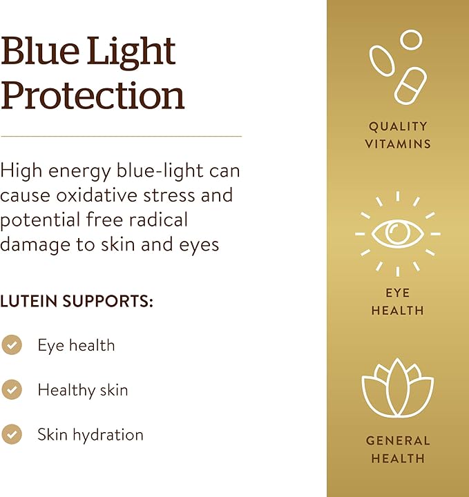 Solgar Lutein 20 mg 60 Softgels - Supports Eye Health - Helps Filter Out Blue-Light - Contains FloraGLO Lutein - Non-GMO Gluten Free Dairy Free - 60 Servings