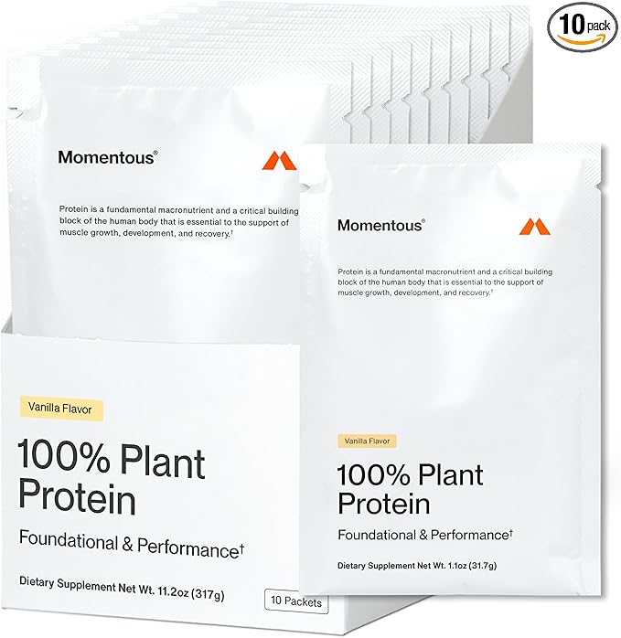 Momentous Vegan Protein Powder - 20 g Plant-Based Protein - NSF Certified for Sport - Gluten-Free - Non-GMO - 10 Servings for Essential Everyday Use - Vanilla