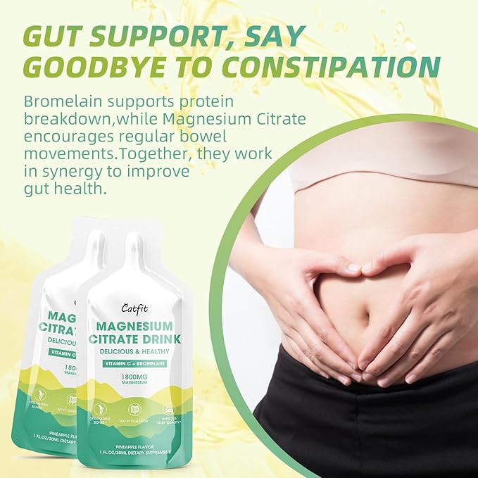 Magnesium Citrate Liquid SupplementMagnesium Drink/Oral Solution with BromelainVitaminZinc and Sodium for Zzz and Gut SupportPineapple30 Day Supply