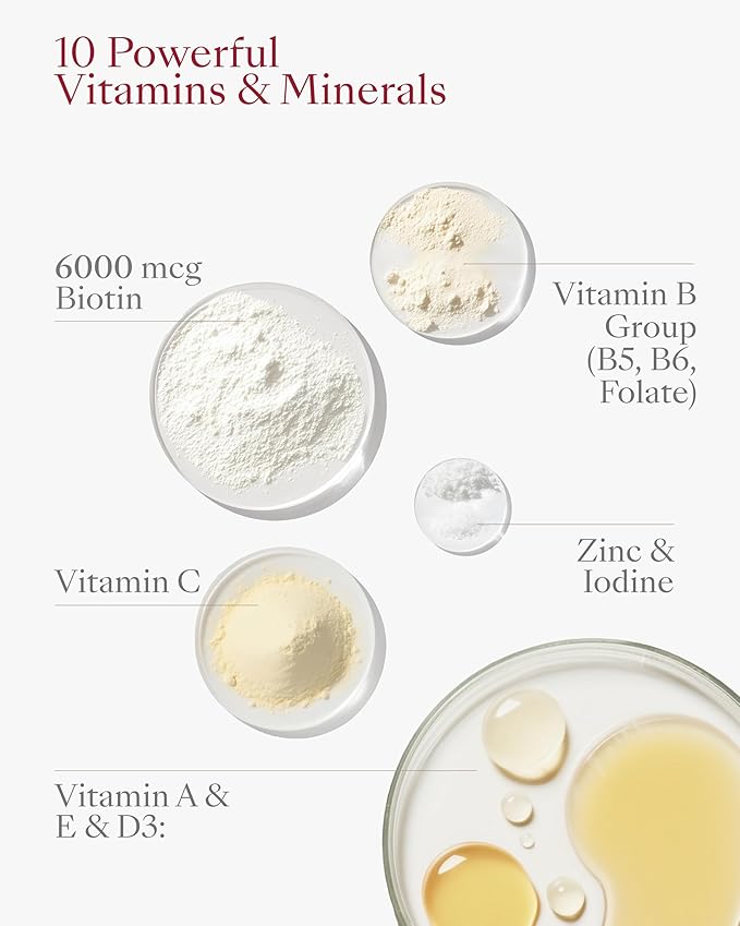 Hair Skin &amp Nails Gummies - 6000 mcg Biotin Vitamins &amp Minerals Supplement - Plant-Based Vegetarian No Artificial Flavors - Ginseng Herbs Gummy - 60ct