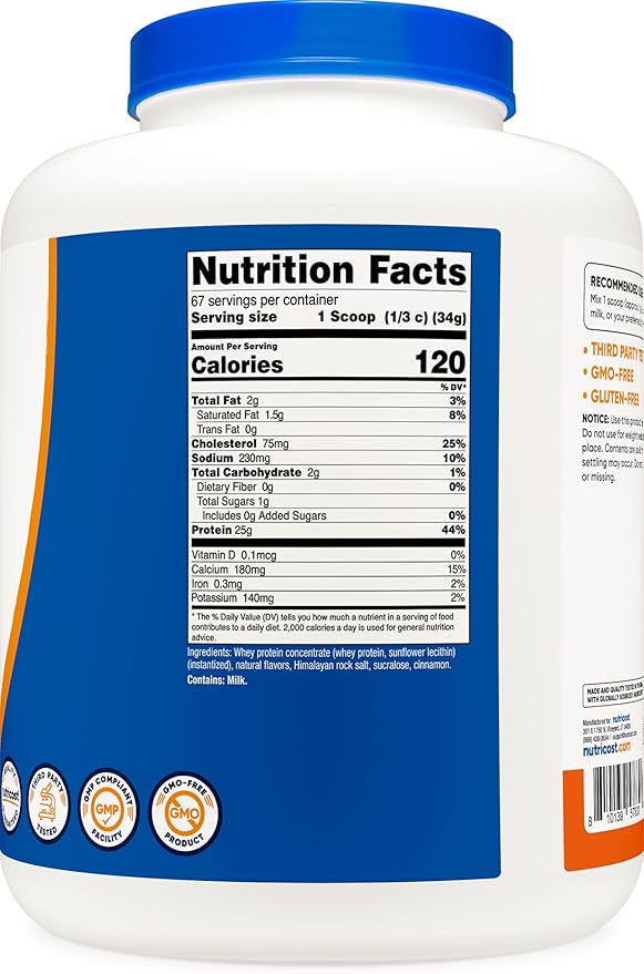 Nutricost Whey Protein Concentrate Powder (Pumpkin Spice) 5 LB - 25g of Protein GMO-Free Gluten-Free 67 Servings