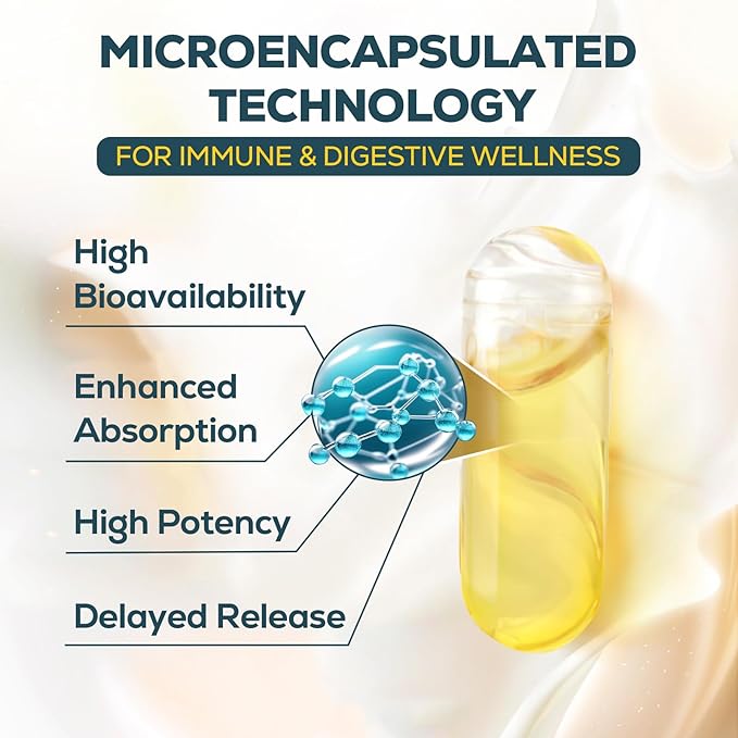 Tributyrin Supplement for Gut &amp Immune 800mg | High Bioavailability with Microencapsulated Probiotics &amp Prebiotics - Advanced Liquid-Filled Tributyrin Complex Gluten Free 90 Capsules