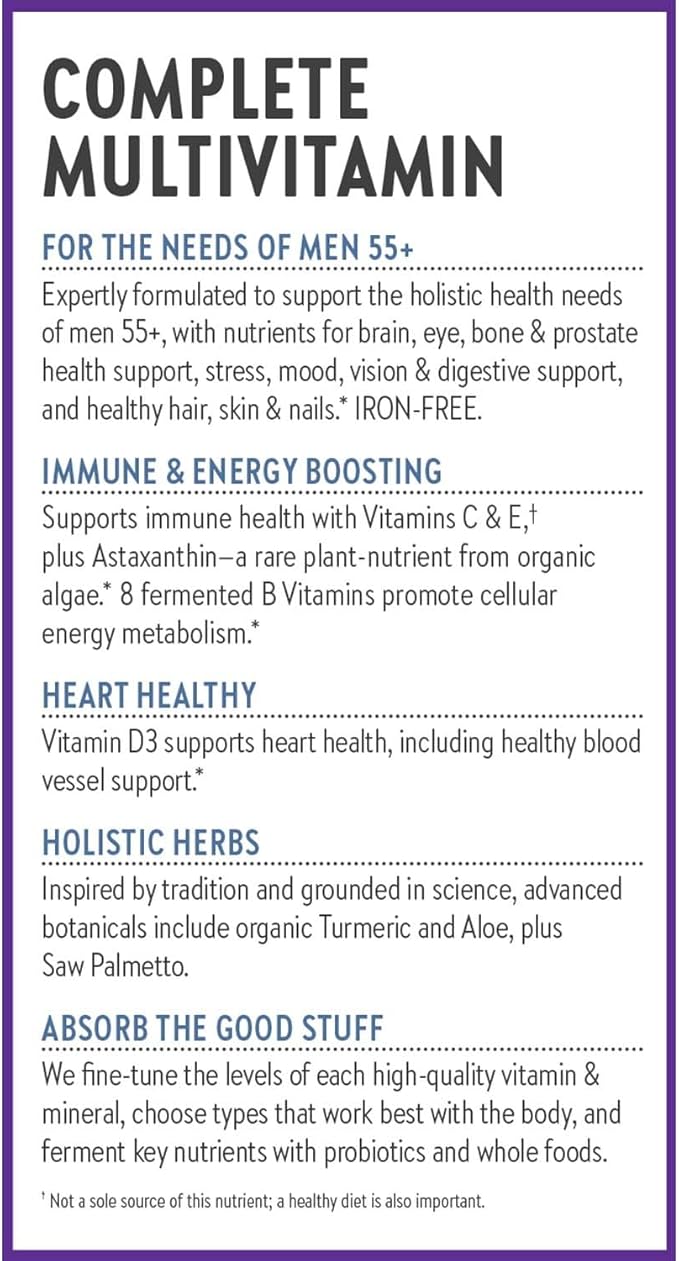 New Chapter Men’s Multivitamin 55+ Extra B6 &amp B12 D3 Astaxanthin Vitamin C &amp Zinc Immune Heart Cellular Energy and Brain Health Gentle on The Stomach One Daily Non-GMO 48 Tablets