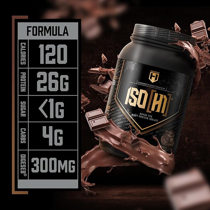 HOSSTILE ISO[H1] Grass Fed Whey Protein Isolate with Digestive Enzymes Whey Protein Powder for Muscle Gain &amp Muscle Recovery Post Workout Recovery Drink Milk Chocolate 30 Servings